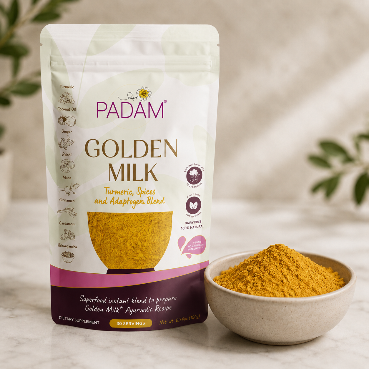 Golden Milk PADAM® | Functional Turmeric, Superfoods & Adaptogens Blend