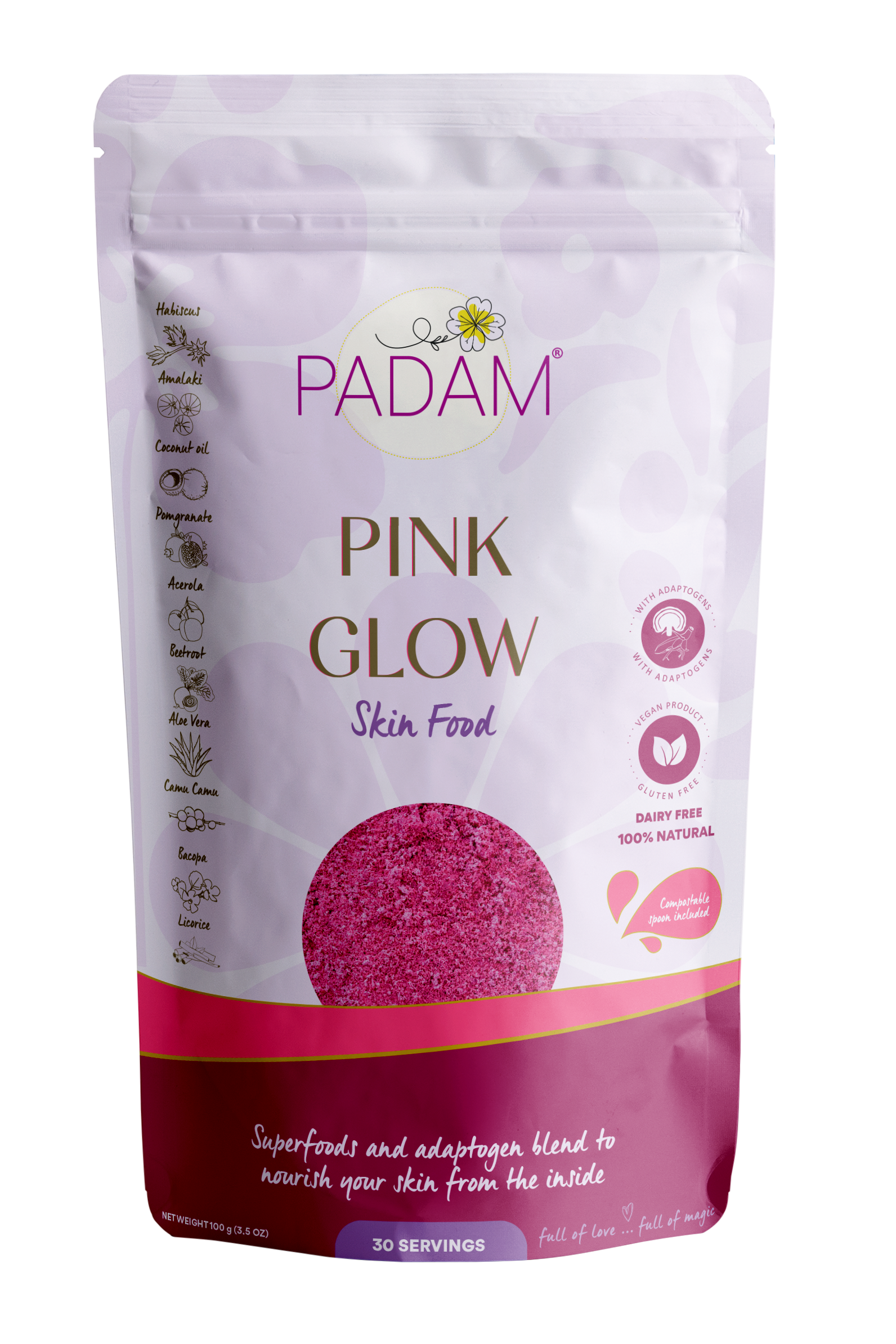 Pink Glow PADAM® | Skincare comestible con superfoods y antioxidantes